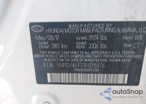 2018 Hyundai Elantra Se from USA, damaged, VIN 5NPD74LF2JH228476